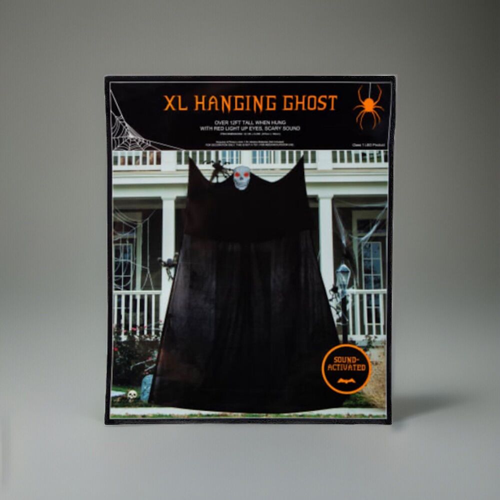🔥Halloween 12ft Hanging Ghost Decoration Voice Activated Sound & Red Eyes🔥